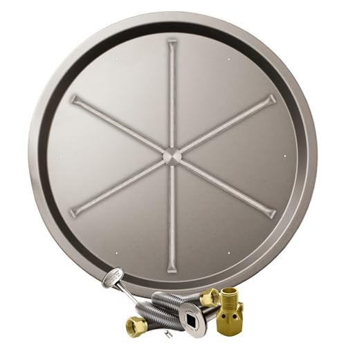 Firegear Match Light Gas Fire Pit Burner Kit (FPB-33RBS31MT-N), Round Bowl Pan, Natural Gas, 33-inch