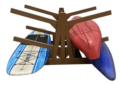 Log Kayak Rack Double Sided Freestanding Recycled Poly Kayak Rack Nutmeg Brown