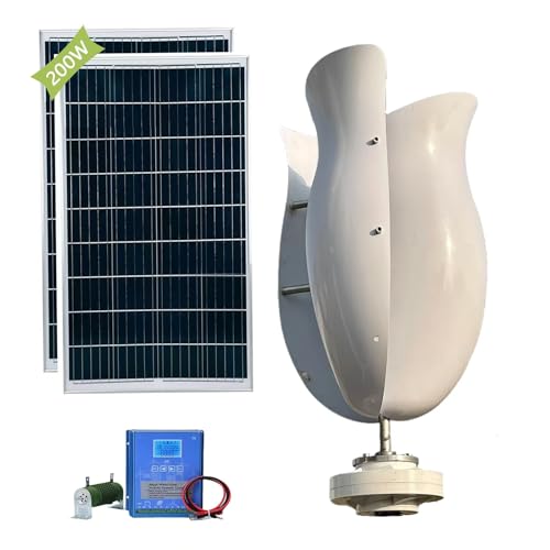 OLONETO 3000W Tulip Type Wind Turbine 12v 24v 48v Vertical Axis Wind Turbine Generator Kit Free Energy Windmill Wind Turbine Generator Wind and Solar Complementary Power Generation System(24V)