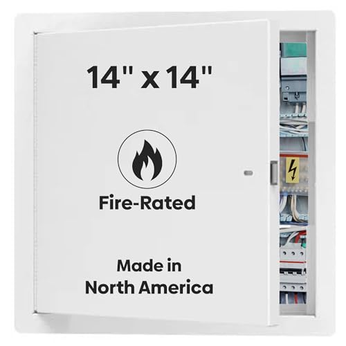 Best 14" x 14" Uninsulated Fire Rated Metal Access Panel – Uninsulated Wall Access Door with Flange, 1-1/2 Hour Rated, 16-Gauge Cold-Rolled Steel, Self-Latching, LEED Compliant, BA-FRN