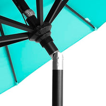 California Umbrella 12-Year-Non-Fading, 9Ft Premium Sunbrella Patio Umbrella, Hand-Crank, Button-Tilt, Black Frame, Aruba Fabric