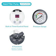 Intex 2100 GPH Sand Filter Pump Automatic Timer Device Bundled with Deluxe Maintenance Kit and Wall-Mounted Surface Skimmer for Above Ground Pools