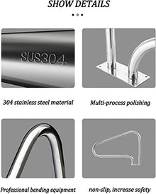 BSNANCA Swimming Pool Handrail w/Armrest Cover, Set of 2 Stainless Steel Spa Handrail, Pool Railing Suitable for Indoor and Outdoor Inground Swimming Pool