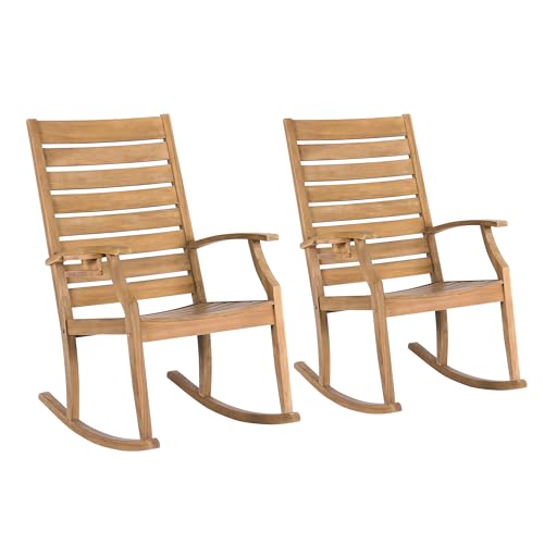 Cambridge Casual Briton Teak Wood 2 Piece Porch Rocking Chair Set