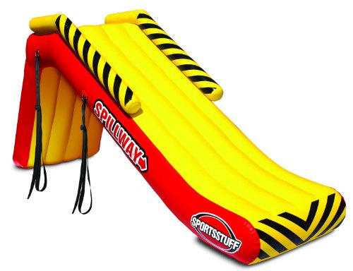 SportsStuff SPILLWAY Dock Slide Inflatable Pontoon Slide Yellow Red Large