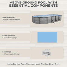 Blue Wave Montilla 15x30-ft Oval 52-in Deep Hard Sided Steel Wall Above Ground Pool with 6-in Top Seats, 5-in Verticals, Skimmer & Vinyl Liner - 9,900 Gallon Cap for Family Swimming & Recreation