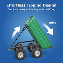 Garden Cart Wagon Heavy Duty with Tipping Bed, 75l Dump Cart for Yard Work, 4 Wheel Wheelbarrow Alternative for Lawn Garden Farm Hauling Soil Gravel Tools