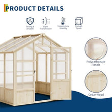 CABIHOME 8x10ft Wooden Walk-in Greenhouse with Polycarbonate Panels