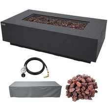 AMS 60" Rectangular Concrete GFRC Natural Gas Fire Pit Table (Dark Gray)