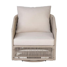 Christopher Knight Home 2 Piece Set Outdoor 360° Swivel Patio Chair with Rope Woven Iron Frame Beige Cushions Modern Outdoor Lounge Chair for Patio Deck Balcony, Sand