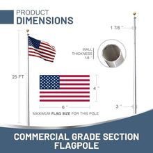Super Tough USA-Made 25ft Heavy Duty Flag Pole Satin