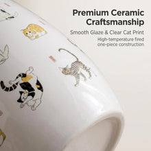 Ceramic Garden Stool Cat Print Indoor Outdoor Side Table Shoe Changing Seat