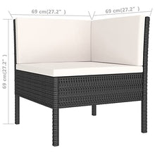 HEFZGDB 5 Piece Patio Lounge Set with Cushions Poly Rattan Black Porch Furniture Patio Table and Chairs Set Outdoor Patio Set Suitable for Lawn, Garden, Poolside.