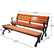 KYTGFH Garden Benches, Patio Bench Park Bench Outdoor Conversation Couch, Garden Terrace Benches, Outdoor Park Benches with Backrest Armrests, Outdoor Anticorrosive Wood Cast Iron Benche,120cm