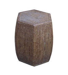 Orientliving Chinese Hexagon Bamboo Theme Garden Stool Brown