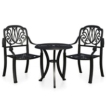 HGPOTUY 3 Piece Cast Aluminum Bistro Set Black