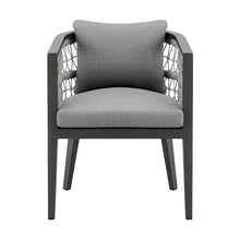 Armen Living Zella Outdoor Patio Dining Chair Set of 2 Aluminum Light Gray Rope with Earl Gray Cushions