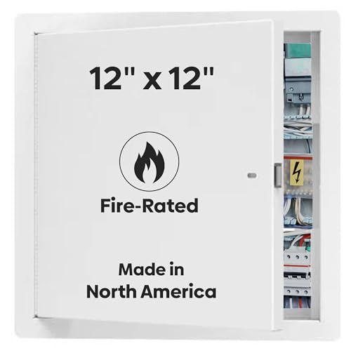Best 12" x 12" Uninsulated Fire Rated Metal Access Panel – Uninsulated Wall Access Door with Flange, 1-1/2 Hour Rated, 16-Gauge Cold-Rolled Steel, Self-Latching, LEED Compliant, BA-FRN