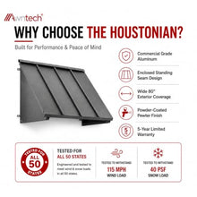 Awntech Houstonian Closed-Sides Aluminum Awning for Window and Door, 56 in. W x 24 in. H x 24 in. D, Pewter