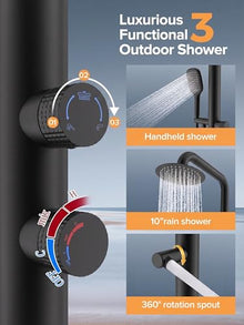 WCQQ 316 Stainless Steel Outdoor Freestanding Shower,Matte Black