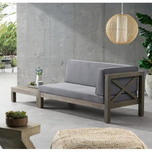 Outdoor Corner Loveseat Set with Coffee Table for Patio and Backyard Use
