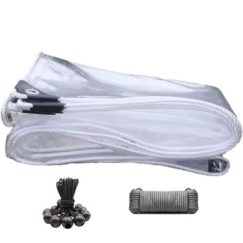 DAZULI Clear Waterproof PVC Plastic Tarp Plant Cover Transparent Tarpaulin with Eyelets Rainproof Tear Flower Plant Sheet Covers 400g/m²(Size:5x6m/16x19ft,Color:Clear)