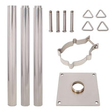 GRERON 8FT Sun Shade Sail Pole, 304 Stainless Steel Shade Sail Post with Base Plate, Adjustable Triangular Ring Clamp System, Heavy Duty Canopy Pole Kit for Patio, Backyard, Garden & Deck, Silver