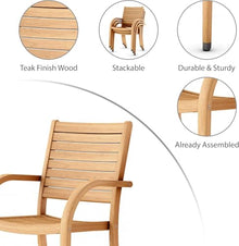 Urban Elements Santorini 7-Piece Oval Patio Furniture Set | 100% Certified Teak Table and Teak Finish Chairs | Backyard Furniture, Oval Outdoor Dining Set