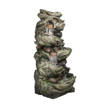 Alpine Corporation WIN1424 81" 5 Tier Rock Water Fountain with LED Lights – Natural Stone Look for Indoor/Outdoor Use, Elegant Cascading Water Feature for Gardens, Patios, or Living Room, Brown
