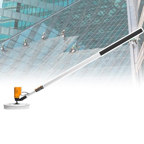 iumLeap Solar Panel Cleaning Tool, Built-in Brushless Motor, Single Head Automatic Water Supply Rotating Brush, High-Altitude Exterior Walls Cleaner(Powered-3.5m)