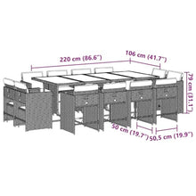 AMBERARD Patio Dining Set Set of 12 Grey PE Rattan 12-Seater Detachable Furniture Set