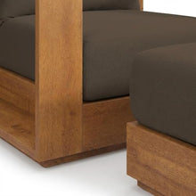 Outdoor Escape Brown Outdoor Patio Acacia Wood Armchair and Ottoman Set, Stylish, Durable Garden Furniture, Comfortable Seating for Patio and Garden