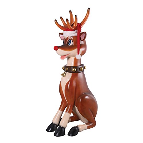 Design Toscano 7 Foot Tall Giant Sitting Reindeer Holiday Decor Statue Full Color