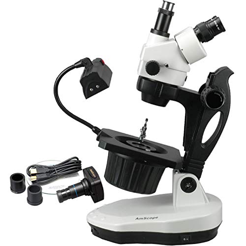 AmScope Digital Trinocular Gemology Stereo Zoom Microscope 10MP Camera White/Black