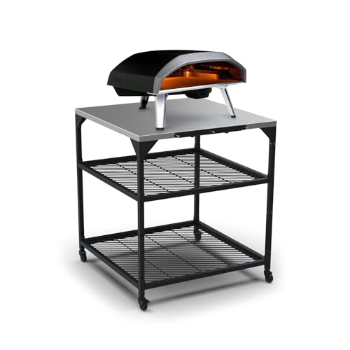 ooni Large Modular Outdoor Table - 31x31x35 Inch Stainless Steel Pizza Oven Stand, Barbecue Cart, Outdoor Pizza Station