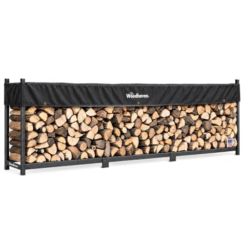 Woodhaven 12-ft Raised Firewood Rack Black w/Cover, 3/4 Cord|Made in USA
