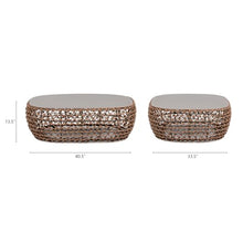 Jennifer Taylor Home Willow 40.5" Oval Woven Patio Coffee Table, Golden Brown Wicker