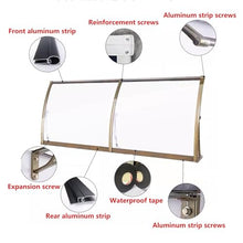 GJMDCMA Polycarbonate Door Canopy 120x300 cm UV Protection Champagne Color WeatherResistant Outdoor Entry Cover Porch Roof Size 150x400 cm Durable Awning for Entryway