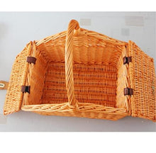 SHSWUD Rustic Picnic Basket, Picnic Basket Hand Woven Storage Camping Picnic Basket Wedding Flower Multi-Picnic Fruit Basket Basket for Outdoor Camping, 45*35*45cm, Brown