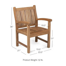 Ash & Ember Savannah Grade A Teak Square Back Arm Chair, Gently Curved Seat and Back, Indoor Outdoor Lounge Chair, Chairs for Patio Furniture Set, Weather-Resistant Outdoor Furniture