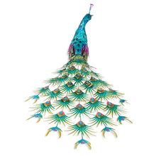 Alpine Corporation HEH378 Metal Jumbo Sized Majestic Peacock Decor, Elegant Garden & Patio Bird Statue, 33" H, Blue