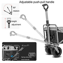 Collapsibles Wagon Folding Garden Cart W/Removable Canopy, Extra Large Portable Camping Beach Utilit Cart W/Adjustable Push Pull Handle (Black)