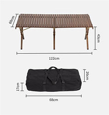 YFCDZVBH Portable Table, Outdoor Egg Roll Folding Table, Camping Home Solid Wood Picnic Table (颜色 : Walnut Color)