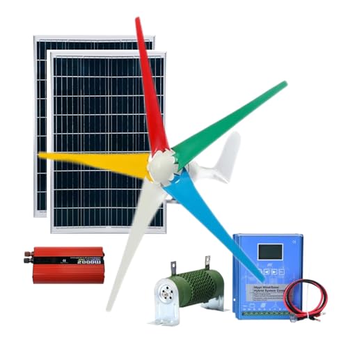 OLONETO 3200W Wind Turbine Generator Kit 1000W 12V 24V 48V Wind Turbine with Hybrid MPPT Controller + 2000W Inverter + 100W*2 Solar Panels Home Energy Kit (Color : 48V)