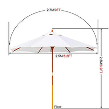 3WWWQMAA8 2.7m/9ft Patio Umbrella, Outdoor Market Table Umbrella & Shade Garden Parasol Umbrella with Wooden Pole, for Deck, Backyard, Pool, Beach (Color : Green) (Red) (White)