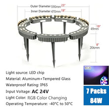 KPHYMOD AC24V Landscape Tree Ring Lights Outdoor, RGB Color Changing Round Plant Lights, Interlocking Design for Backyard Palm Tree Trunk Lighting(7 Packs)