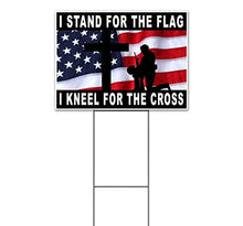 Stand for The Flag Kneel for Cross (18" x 24") Yard Sign, Quantity Discounts, Multi-Packs, Includes Metal Step Stake, Bandit, New, Advertising, USA