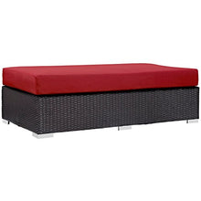 Modern Contemporary Urban Design Outdoor Patio Balcony Rectangle Ottoman, Red, Rattan