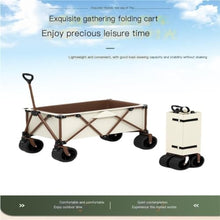 Portable Beach Trolley Cart Lightweight Folding Outdoor Camping Trailer Oxford Cloth Stroller for Campground Gatherings White