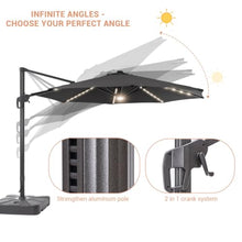 OROTLECT 11' Lighted Cantilever Umbrella with Base